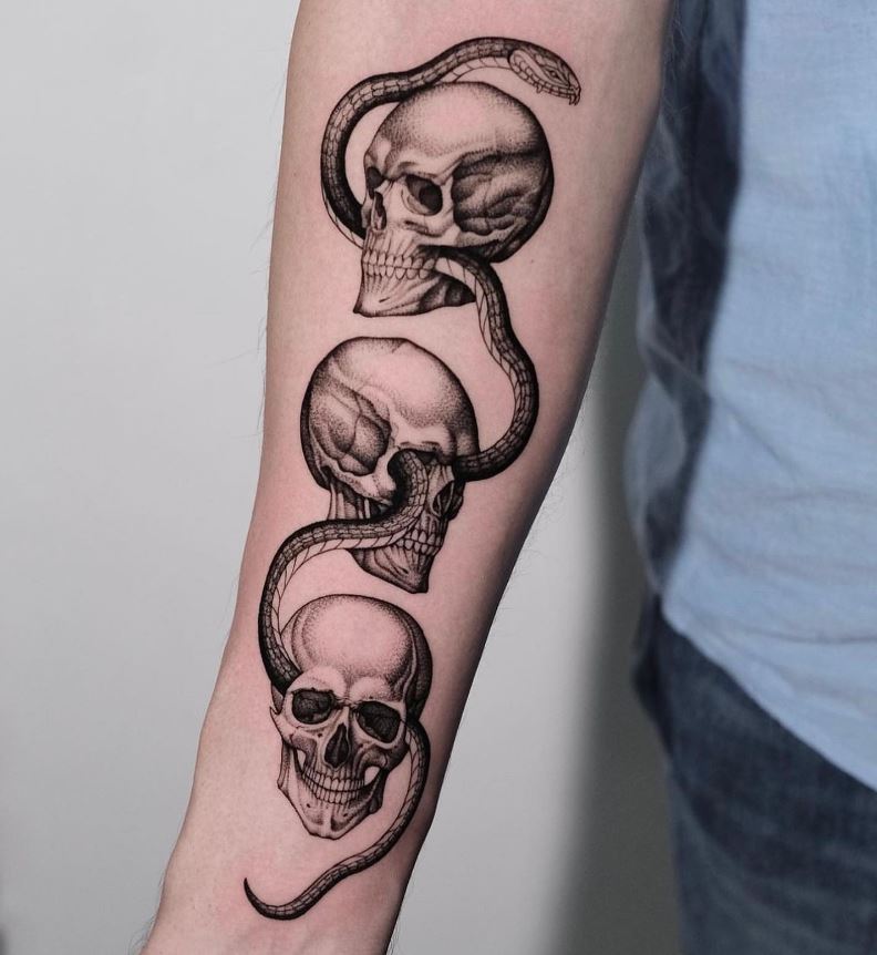 Snake and skull tattoo 