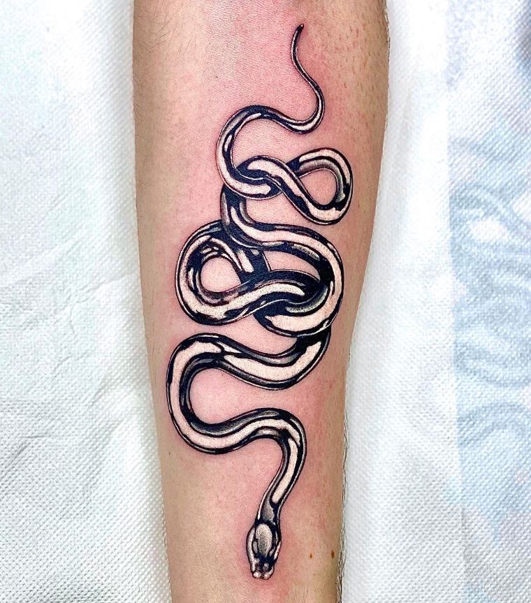 Black and white snake tattoo. 