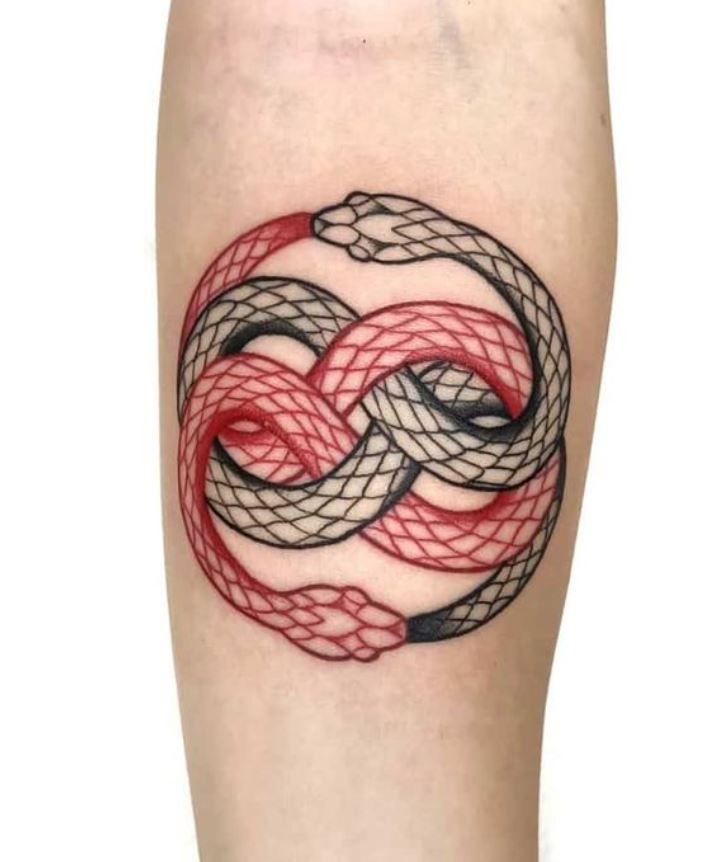 Ouroboros snake duo forearm tattoo 