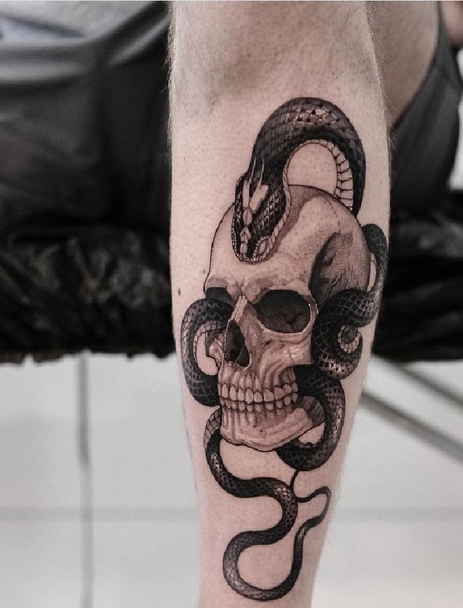 Snake with skull tattoo 