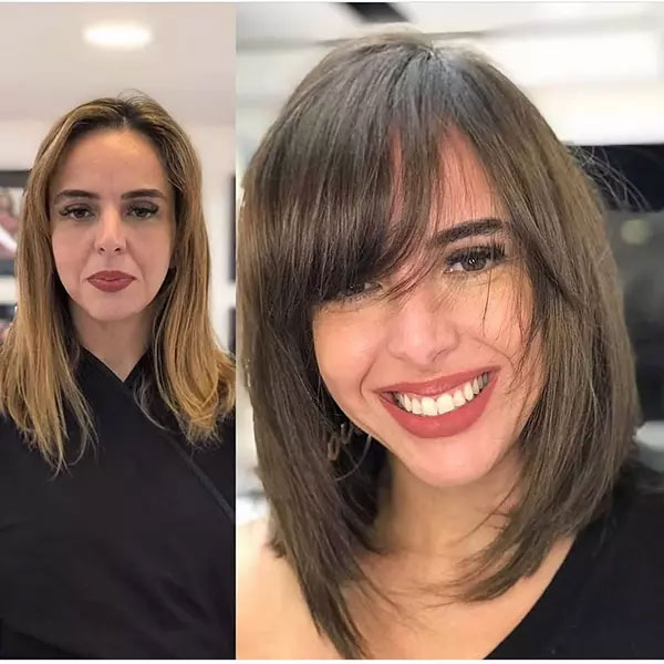 20 Novelty long bob with side bangs | Magazine Haircuts for Women Over